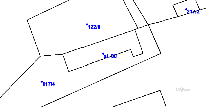 Parcela st. 88 v KÚ Výškovice u Slatiny, Katastrální mapa