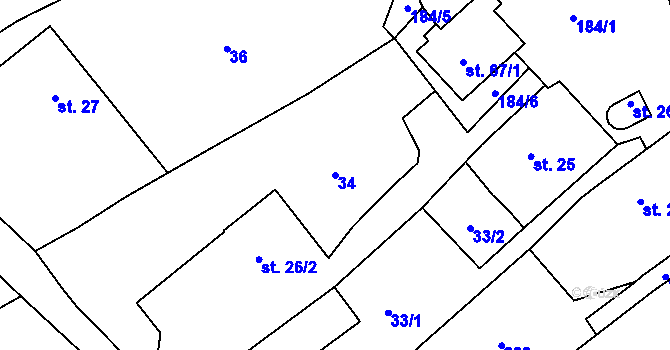 Parcela st. 34 v KÚ Výškovice u Slatiny, Katastrální mapa