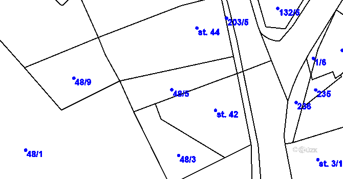 Parcela st. 48/5 v KÚ Výškovice u Slatiny, Katastrální mapa