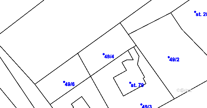 Parcela st. 49/4 v KÚ Výškovice u Slatiny, Katastrální mapa