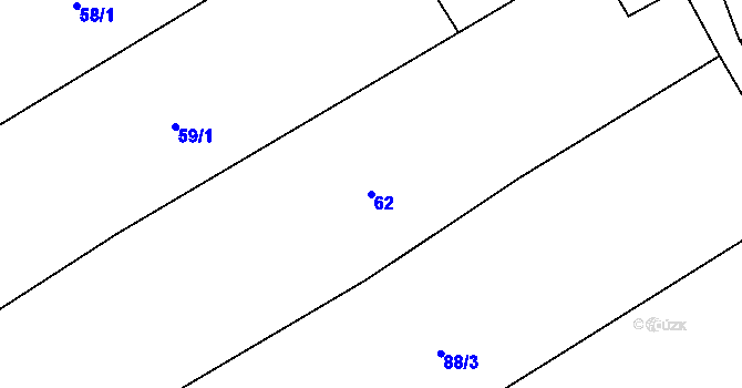Parcela st. 62 v KÚ Výškovice u Slatiny, Katastrální mapa