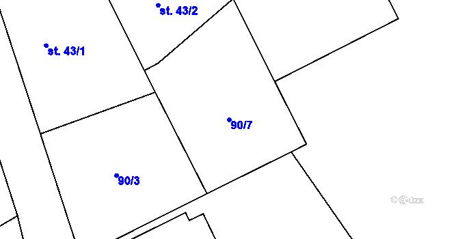 Parcela st. 90/7 v KÚ Výškovice u Slatiny, Katastrální mapa