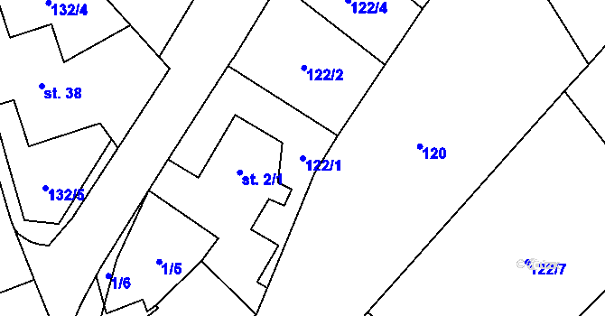 Parcela st. 122/1 v KÚ Výškovice u Slatiny, Katastrální mapa
