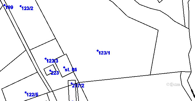 Parcela st. 123/1 v KÚ Výškovice u Slatiny, Katastrální mapa