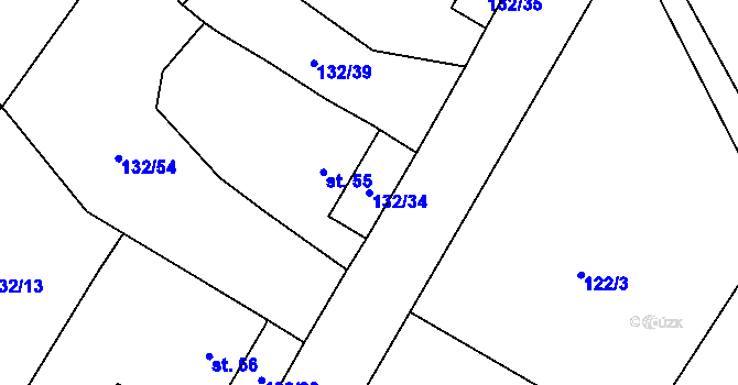 Parcela st. 132/34 v KÚ Výškovice u Slatiny, Katastrální mapa