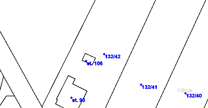 Parcela st. 132/42 v KÚ Výškovice u Slatiny, Katastrální mapa