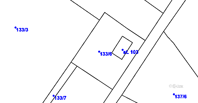 Parcela st. 133/6 v KÚ Výškovice u Slatiny, Katastrální mapa