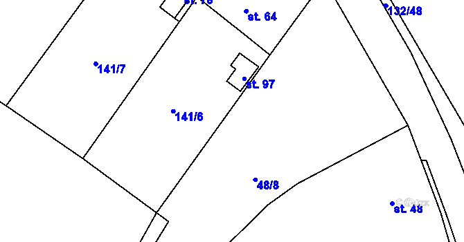 Parcela st. 140/1 v KÚ Výškovice u Slatiny, Katastrální mapa