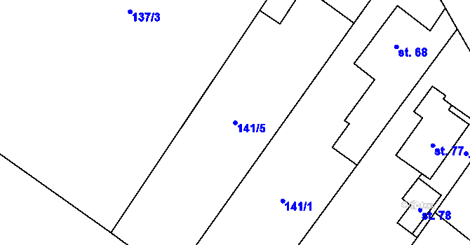 Parcela st. 141/5 v KÚ Výškovice u Slatiny, Katastrální mapa