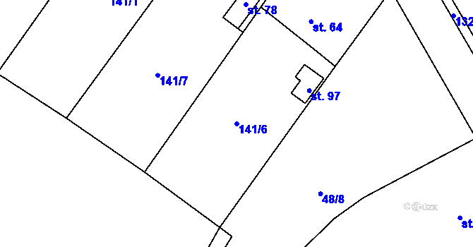 Parcela st. 141/6 v KÚ Výškovice u Slatiny, Katastrální mapa