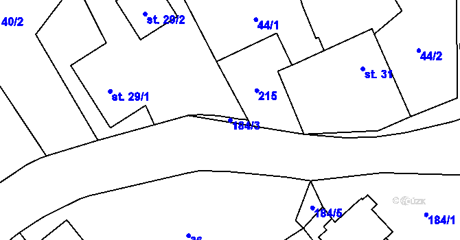 Parcela st. 184/3 v KÚ Výškovice u Slatiny, Katastrální mapa