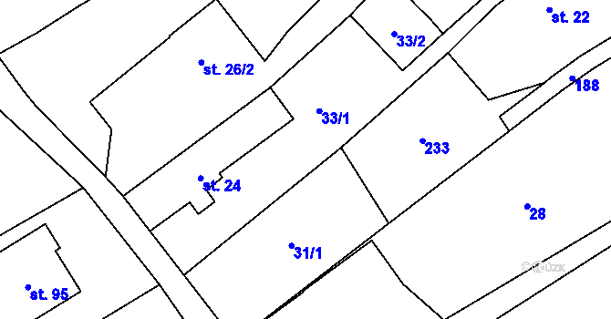 Parcela st. 187 v KÚ Výškovice u Slatiny, Katastrální mapa