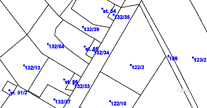 Parcela st. 201 v KÚ Výškovice u Slatiny, Katastrální mapa