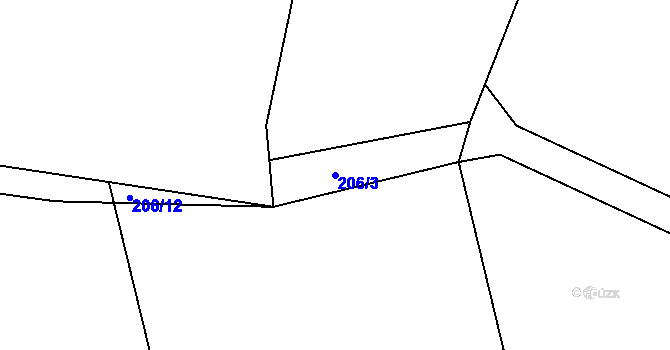 Parcela st. 206/3 v KÚ Výškovice u Slatiny, Katastrální mapa