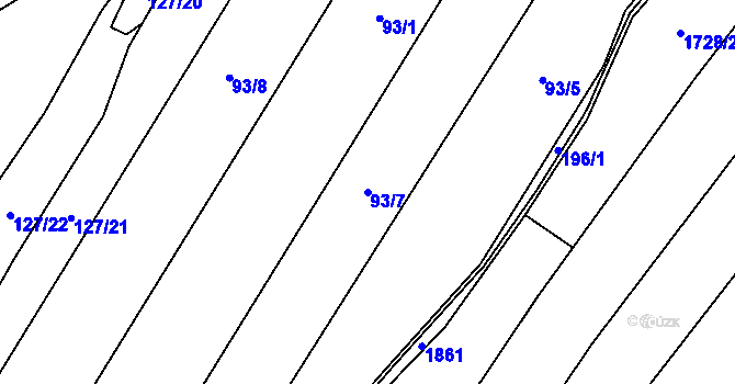 Parcela st. 93/7 v KÚ Výškovice u Slatiny, Katastrální mapa
