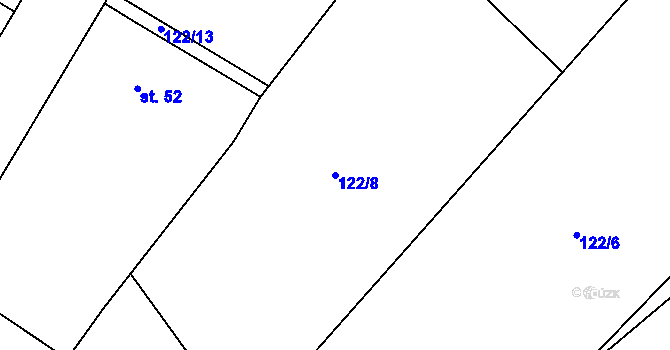 Parcela st. 122/8 v KÚ Výškovice u Slatiny, Katastrální mapa