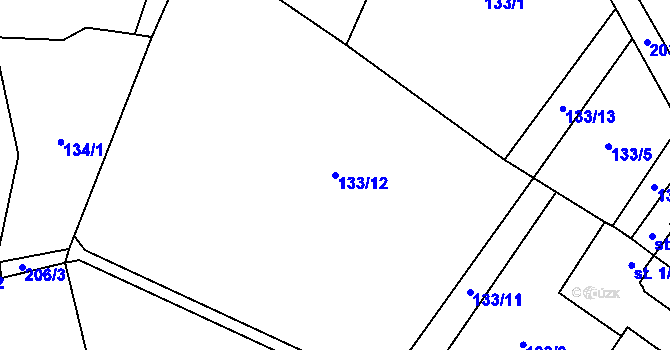 Parcela st. 133/12 v KÚ Výškovice u Slatiny, Katastrální mapa