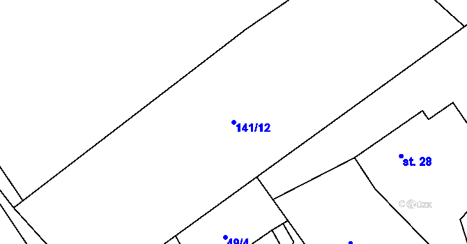 Parcela st. 141/12 v KÚ Výškovice u Slatiny, Katastrální mapa