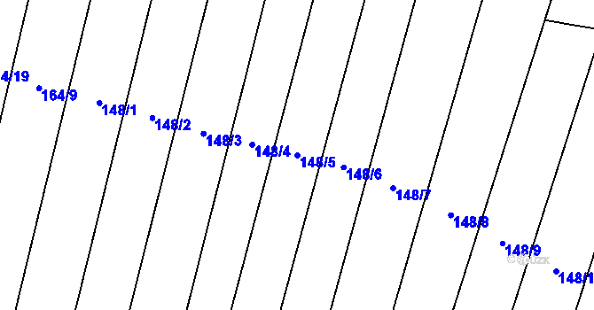 Parcela st. 148/5 v KÚ Výškovice u Slatiny, Katastrální mapa