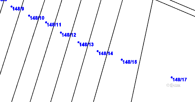Parcela st. 148/14 v KÚ Výškovice u Slatiny, Katastrální mapa