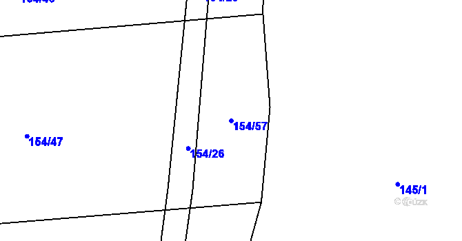 Parcela st. 154/57 v KÚ Výškovice u Slatiny, Katastrální mapa