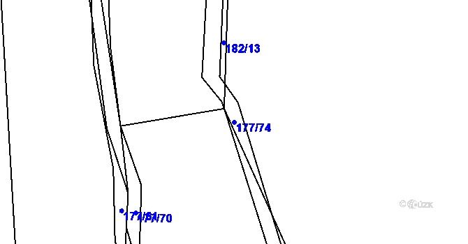 Parcela st. 177/74 v KÚ Výškovice u Slatiny, Katastrální mapa