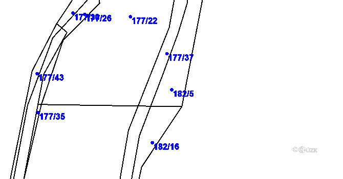Parcela st. 182/5 v KÚ Výškovice u Slatiny, Katastrální mapa
