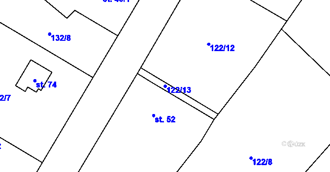 Parcela st. 122/13 v KÚ Výškovice u Slatiny, Katastrální mapa