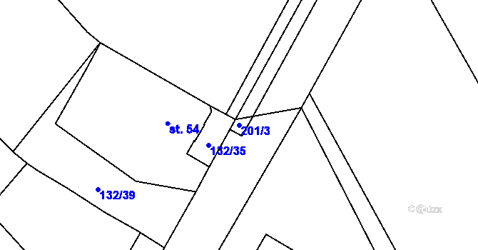 Parcela st. 201/3 v KÚ Výškovice u Slatiny, Katastrální mapa