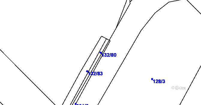 Parcela st. 132/80 v KÚ Výškovice u Slatiny, Katastrální mapa