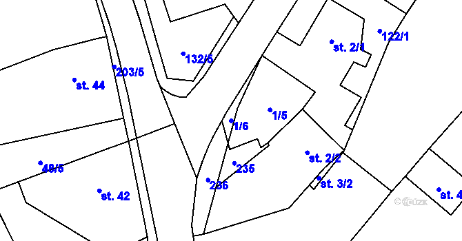 Parcela st. 1/6 v KÚ Výškovice u Slatiny, Katastrální mapa