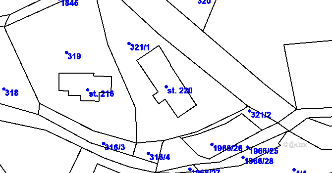 Parcela st. 220 v KÚ Slatina nad Úpou, Katastrální mapa