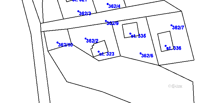 Parcela st. 323 v KÚ Slatina nad Úpou, Katastrální mapa