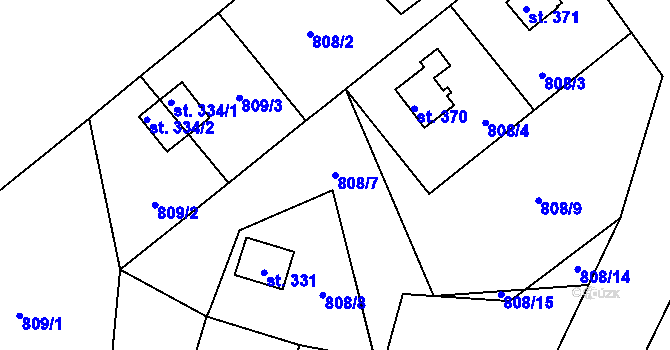 Parcela st. 808/7 v KÚ Slatina nad Úpou, Katastrální mapa