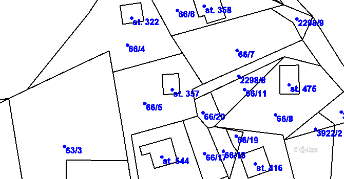 Parcela st. 357 v KÚ Slatina nad Zdobnicí, Katastrální mapa