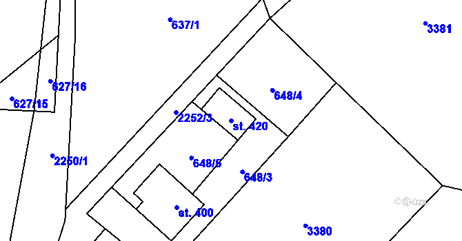 Parcela st. 420 v KÚ Slatina nad Zdobnicí, Katastrální mapa