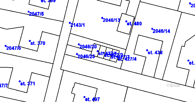 Parcela st. 427/1 v KÚ Slatina nad Zdobnicí, Katastrální mapa