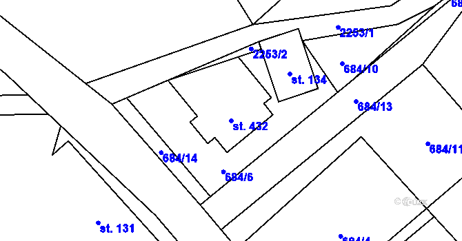 Parcela st. 432 v KÚ Slatina nad Zdobnicí, Katastrální mapa