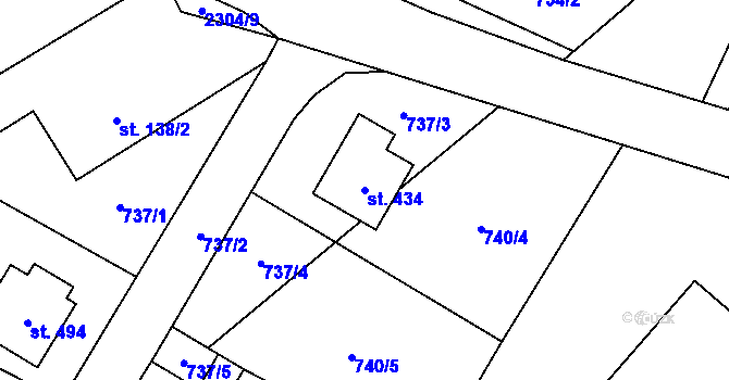 Parcela st. 434 v KÚ Slatina nad Zdobnicí, Katastrální mapa