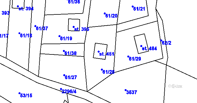 Parcela st. 451 v KÚ Slatina nad Zdobnicí, Katastrální mapa