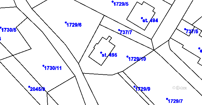Parcela st. 495 v KÚ Slatina nad Zdobnicí, Katastrální mapa