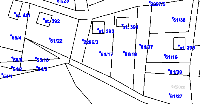 Parcela st. 61/17 v KÚ Slatina nad Zdobnicí, Katastrální mapa