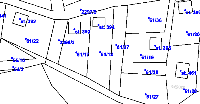 Parcela st. 61/18 v KÚ Slatina nad Zdobnicí, Katastrální mapa
