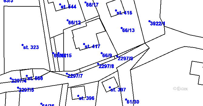 Parcela st. 66/9 v KÚ Slatina nad Zdobnicí, Katastrální mapa