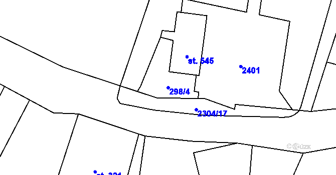 Parcela st. 298/4 v KÚ Slatina nad Zdobnicí, Katastrální mapa
