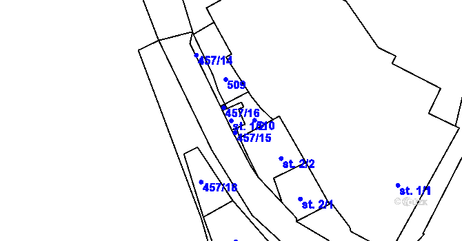 Parcela st. 1/2 v KÚ Kunčí, Katastrální mapa