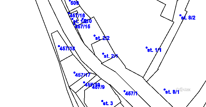 Parcela st. 2/1 v KÚ Kunčí, Katastrální mapa