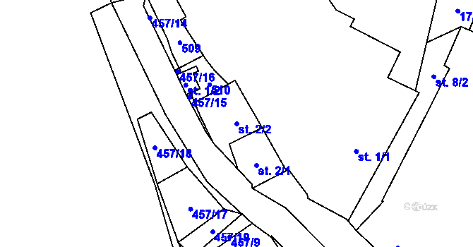 Parcela st. 2/2 v KÚ Kunčí, Katastrální mapa