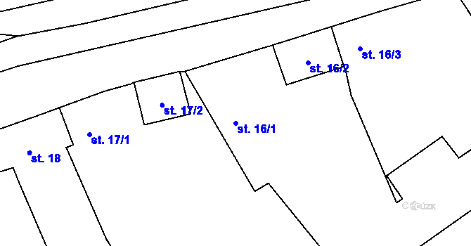 Parcela st. 16/1 v KÚ Kunčí, Katastrální mapa