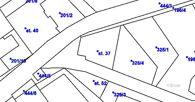 Parcela st. 37 v KÚ Kunčí, Katastrální mapa